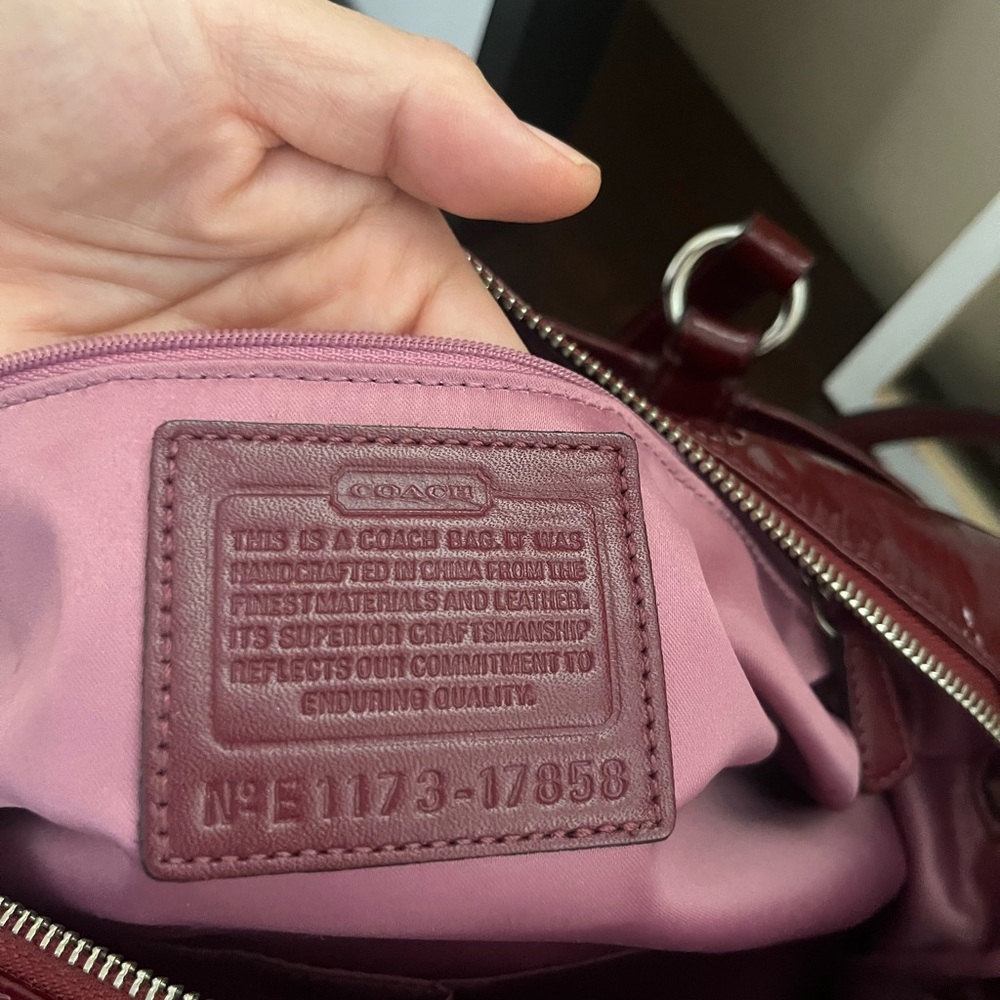 Coach Burgundy Chelsea Patent Leather Satchel Crossbody Handbag - Picture 6 of 8